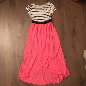 Pink & Stripe maxi dress